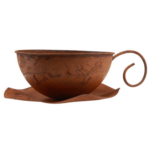 Floristik24 Plant cup with saucer plant pot rust Ø19.5cm H8cm