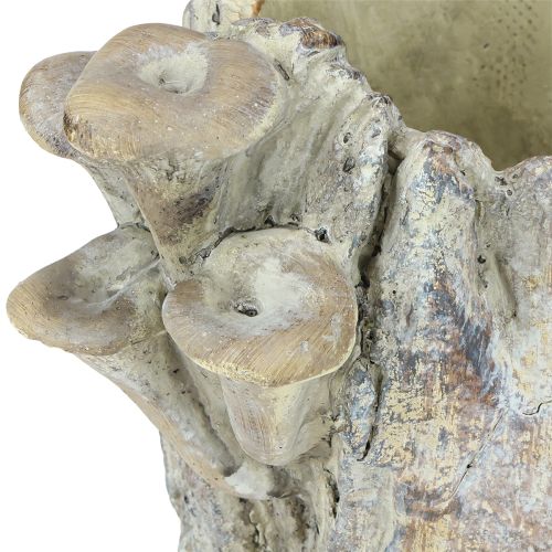 Product Plant pot cast stone planter with mushrooms tree stump 16cm