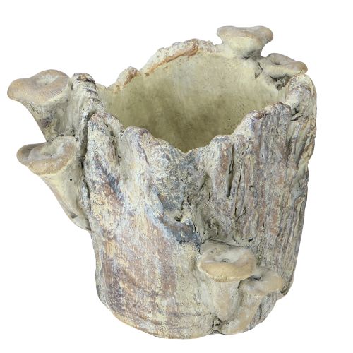Product Plant pot cast stone planter with mushrooms tree stump 16cm