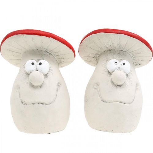 Product Mushrooms to decorate, New Year&#39;s Eve decoration, forest mushrooms, concrete decoration red, white H10cm W12.5cm 2pcs