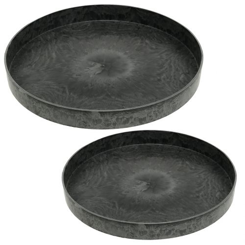 Product Plastic plate decorative plate grey white Ø22cm/27cm set of 2