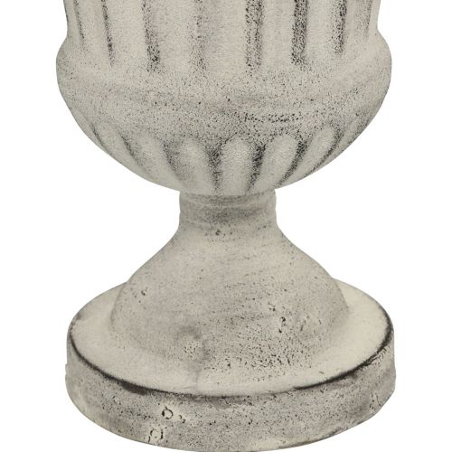 Floristik24 Cup Vase Metal Deco Shabby Chic White Gray H24cm Ø20cm