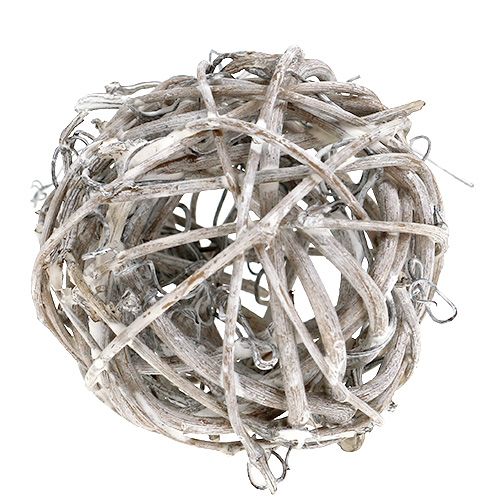 Floristik24 Rattan ball Ø5cm whitewashed gray 12pcs