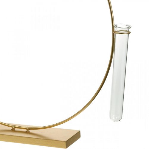 Floristik24 Decorative ring with stand and test tube Metal ring Golden Ø35cm