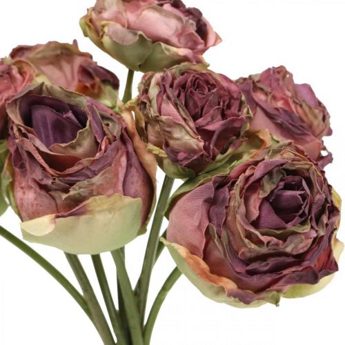 Floristik24 Roses antique pink, silk flowers, artificial flowers L23cm 8 pcs