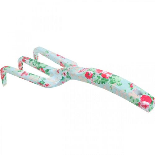 Product Metal hand rake, rake with rose motif, mini rake L23cm