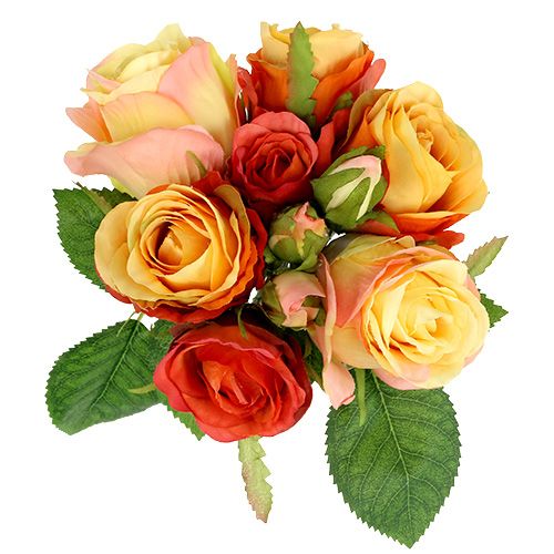 Product Orange rose bouquet Ø17cm L25cm artificial flowers decoration autumn wedding table decoration