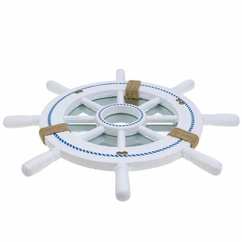 Floristik24 Decorative steering wheel mirror white Ø40cm
