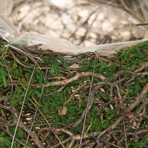Product Round planting bowl made of grapevines with moss and foil for decoration