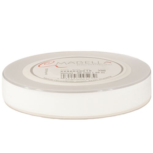 Product Velvet ribbon, gift ribbon, decorative ribbon, white velvet, 20mm wide, 10m long