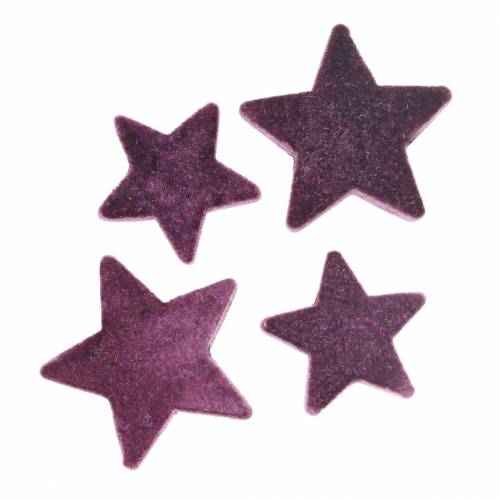 Floristik24 Scatter Decoration Stars Flocked Velvet Stars Purple Berry 4/5cm 40 Pcs