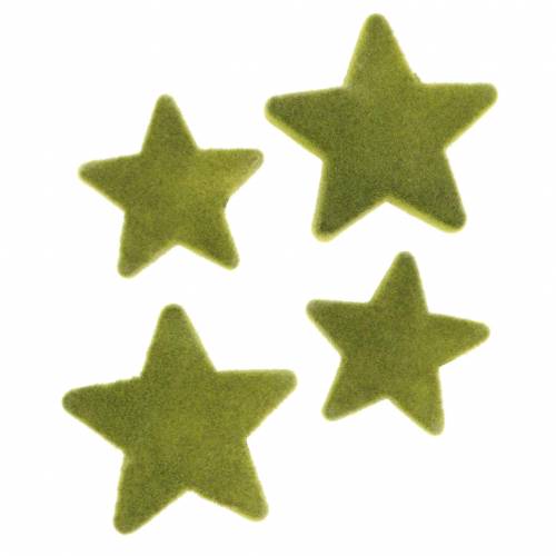 Floristik24 Scatter Decoration Stars Flocked Moss Green 4cm/5cm 40 Pcs