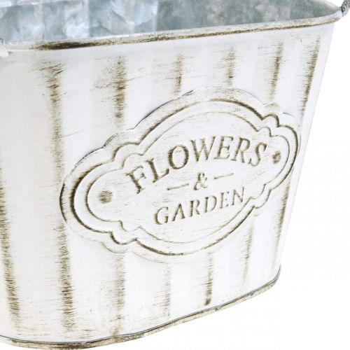 Floristik24 Flower pot made of metal plant bowl with handles green, white, gray L24cm H14.5cm 3pcs