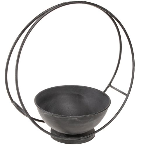 Bowl with foot decorative ring metal anthracite H29cm 2pcs