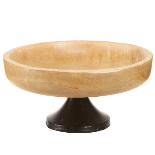 Product Bowl with Base Wood Metal Natural Black Ø20cm H10cm