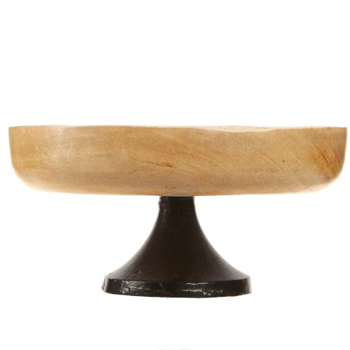 Product Bowl with Base Wood Metal Natural Black Ø20cm H10cm