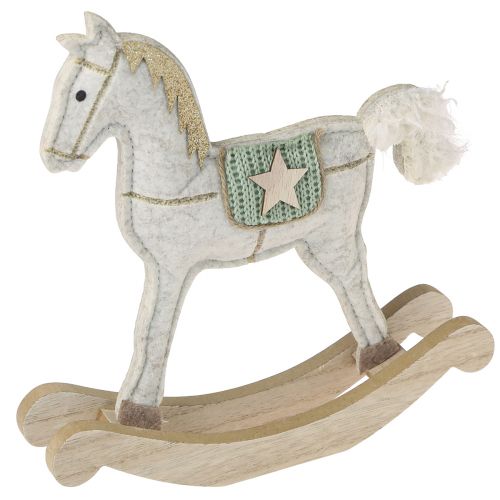 Rocking horse decoration Christmas cream 20x4.5x22cm 2 pieces