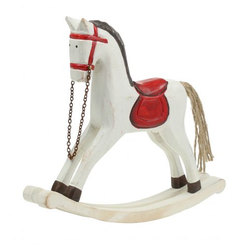 Rocking horse wood white, red 25cm x 20.5cm