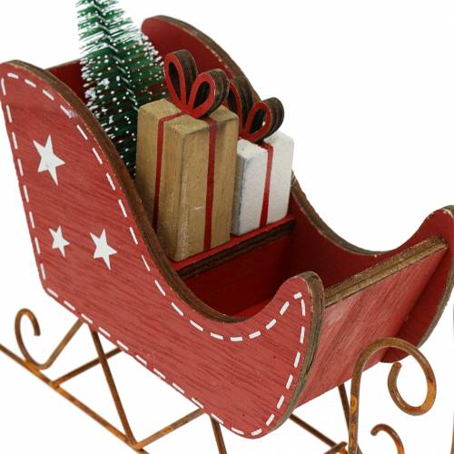 Floristik24 Sledge wood red 15.5cm x 15cm x 6cm