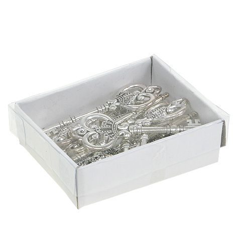 Floristik24 Decorative key 8.5cm silver 12pcs