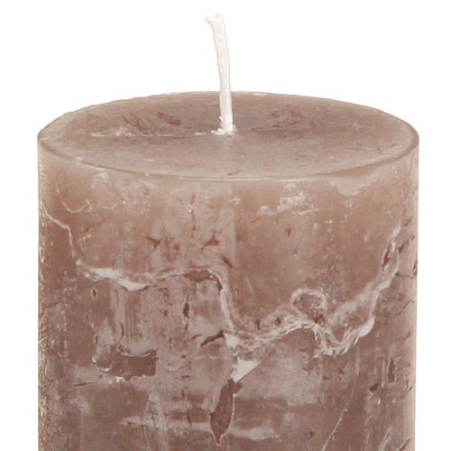 Product Narrow pillar candles in brown 3 colours 50x100mm 12 pcs