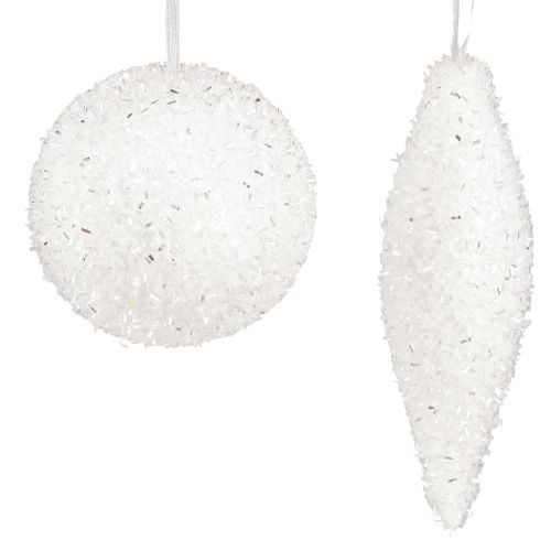 Snow decoration Christmas decorations balls cones Ø4/8cm 18 pcs