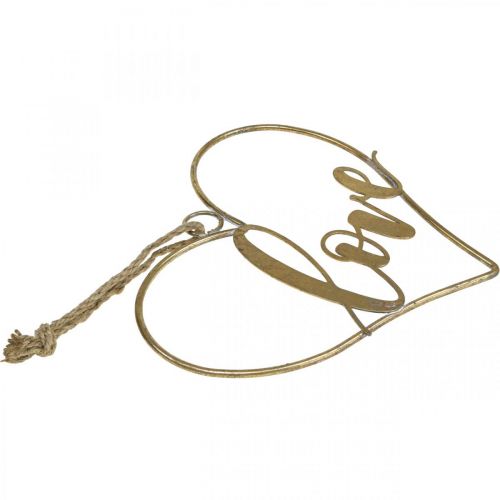 Product Lettering Love heart deco metal gold to hang up 27cm