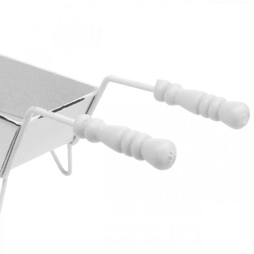 Floristik24 Mini wheelbarrow, table decoration, summer decoration shabby chic brown, white H7.5cm L25cm