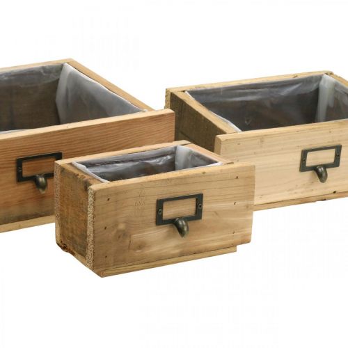 Floristik24 Decorative drawers, plant box, wooden decoration natural, antique look W36/28/20cm set of 3