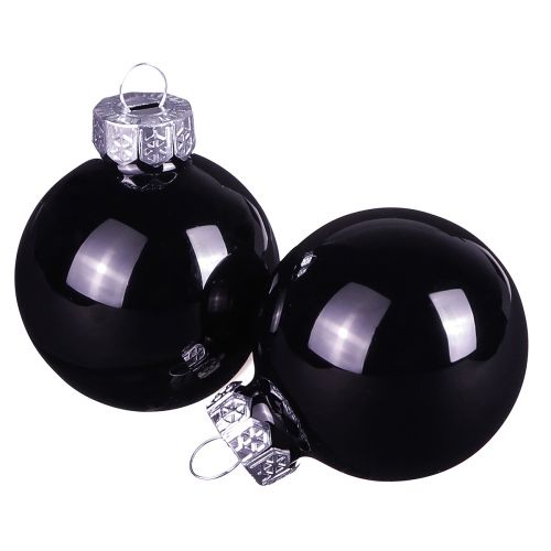 Black Christmas balls glass mini gloss Ø3cm 22 pcs