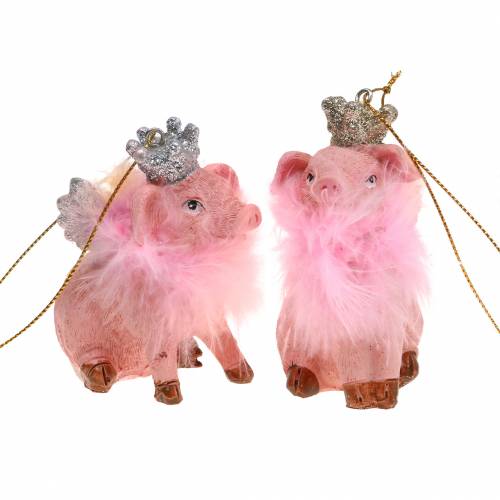 Floristik24 Christmas tree decorations pig with crown 7.5cm