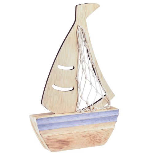 Sailboat Decoration Stand Wood Natural Light Blue 25.5×16.5cm 3 pcs