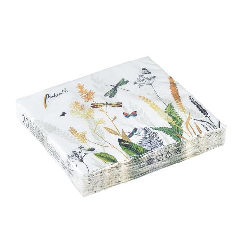 Product Napkins Summer White Motif Meadow Coloured 25x25cm 20 pcs