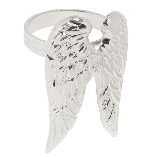 Napkin rings angel wings table decoration silver 6.5cm Ø4cm 4 pcs