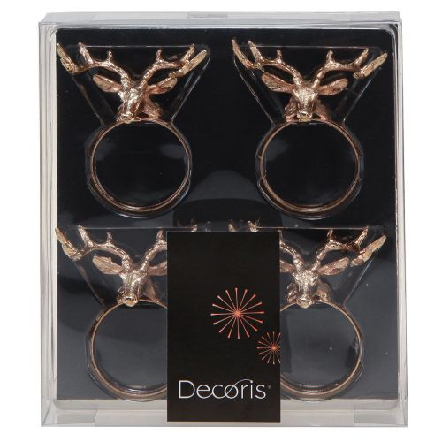 Product Napkin rings deer metal table decoration rose Ø3.5cm H 6.5cm 4pcs