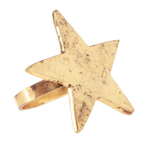 Napkin rings star gold antique look metal 6.5cm Ø4cm 4 pcs