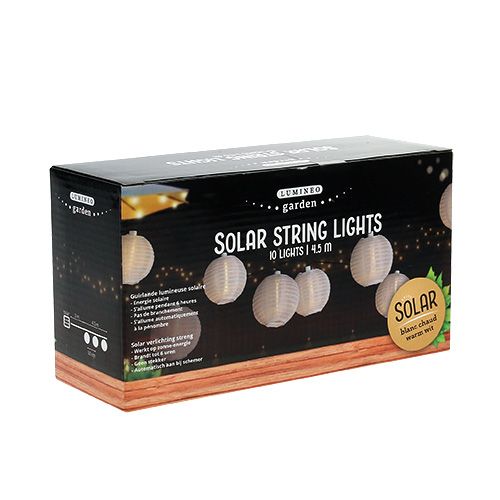 Product Solar lantern chain LED 4.5m white 10 bulbs