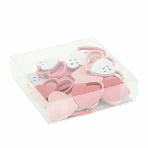 Product Scatter decoration hearts pink/white 24 pcs