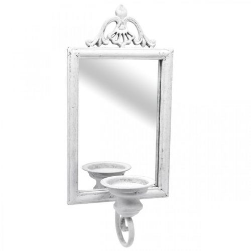 Floristik24 Mirror Antique Effect with Candle Holder White Metal Shabby H50cm