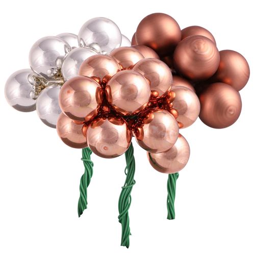 Floristik24 Mirror Berries Glass Christmas Silver Apricot Ø20mm 140 pcs