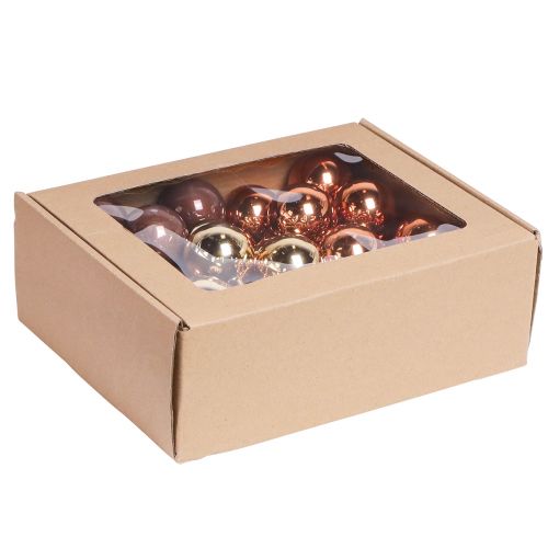 Product Mirror Berries Christmas Baubles Gold Brown Ø40mm 32 pcs