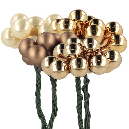 Product Mirror berries Ø1.5cm brown-gold 140 pcs