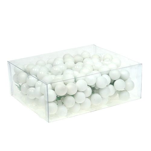 Product Mirror berries Ø2cm white matt, glossy 140 pcs