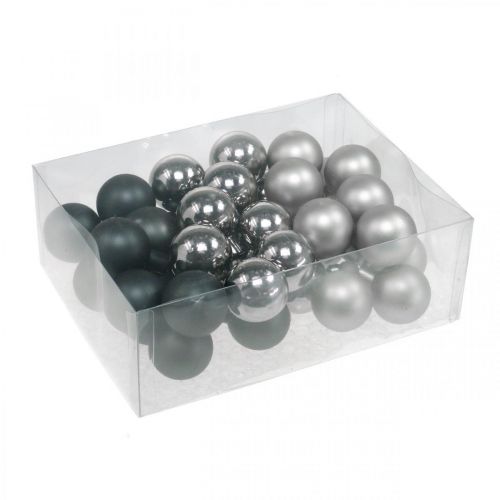 Product Mini Christmas Ball Silver, Anthracite Glass Ø40mm Mix 32 Pcs