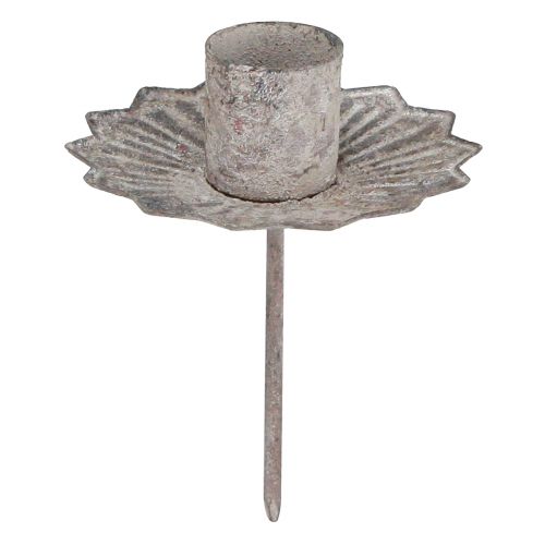 Taper candle holder for sticking antique grey 7×8.5cm 4 pcs