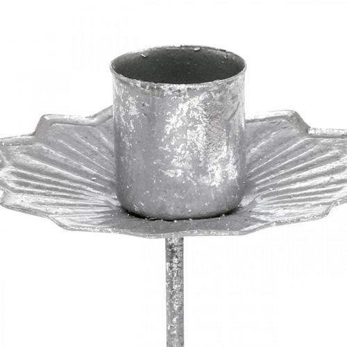 Product Taper candle holder for sticking silver antique look Ø7cm 4pcs
