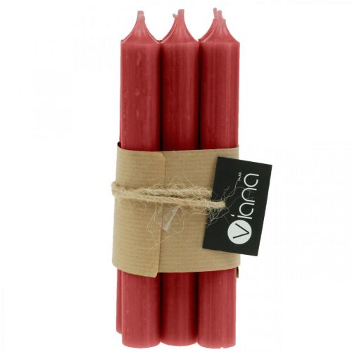 Product Pillar candle red solid coloured candles ruby red 180mm/Ø21mm 6pcs