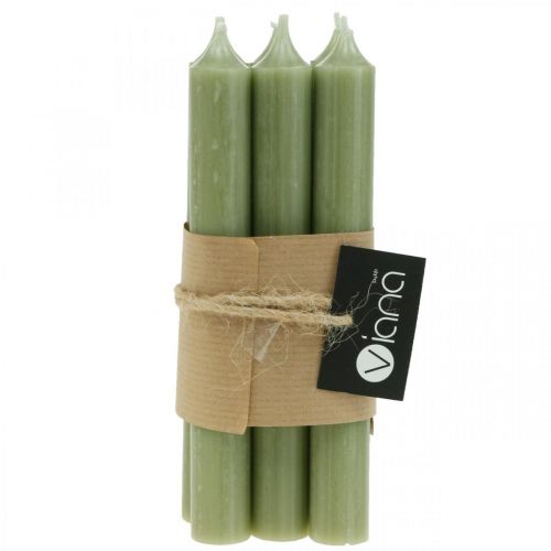 Product Taper candle green dyed wax candles 180mm/Ø21mm 6pcs