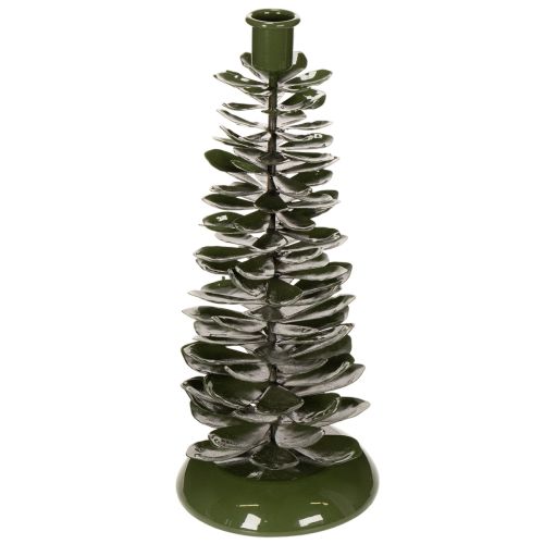 Product Candlestick Christmas tree green metal decoration 28cm
