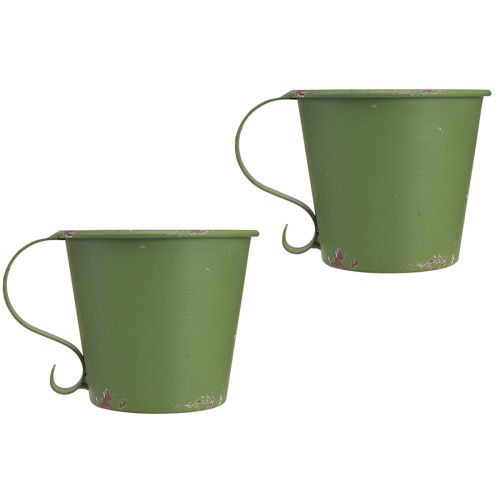 Product Candle holder vintage cup metal green Ø7cm H6cm 2pcs